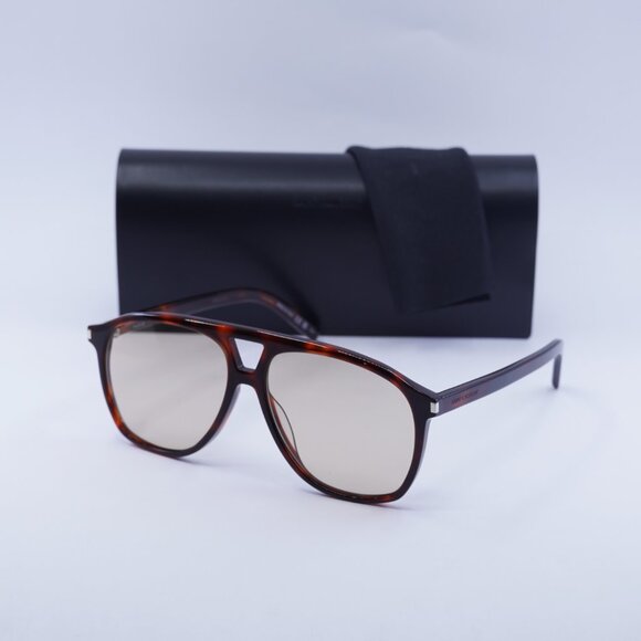 Saint Laurent SL596 DUNE 003 Aviator Sunglasses - Havana\Brown - Picture 4 of 15